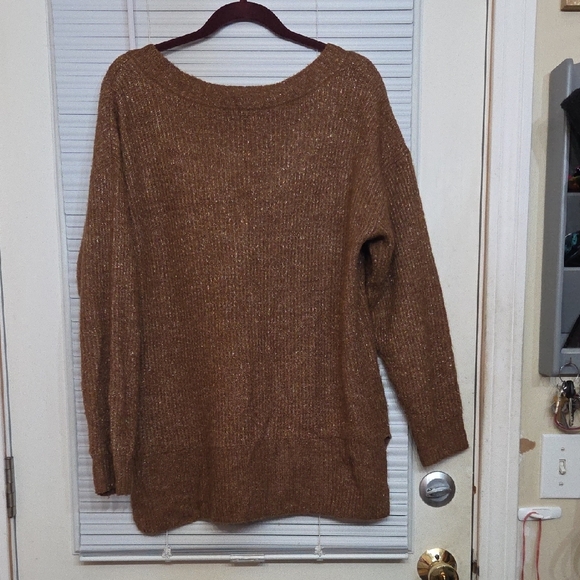 Nine West Women's V-Neck Brown Tunic Sweater - Picture 4 of 6